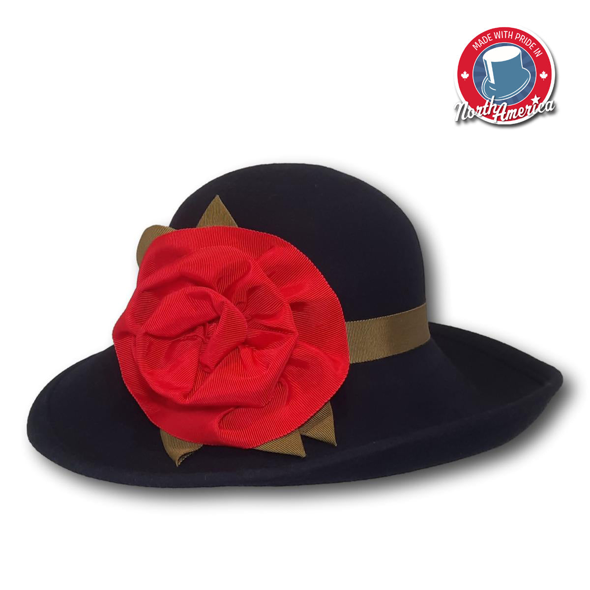 Wide Brim Dress Hat with Flower