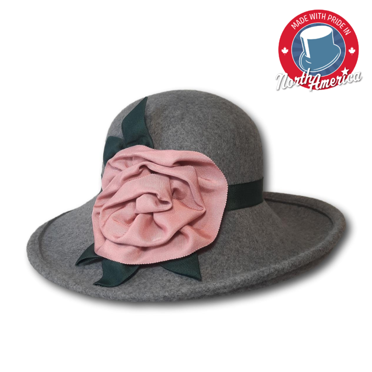 Wide Brim Dress Hat with Flower