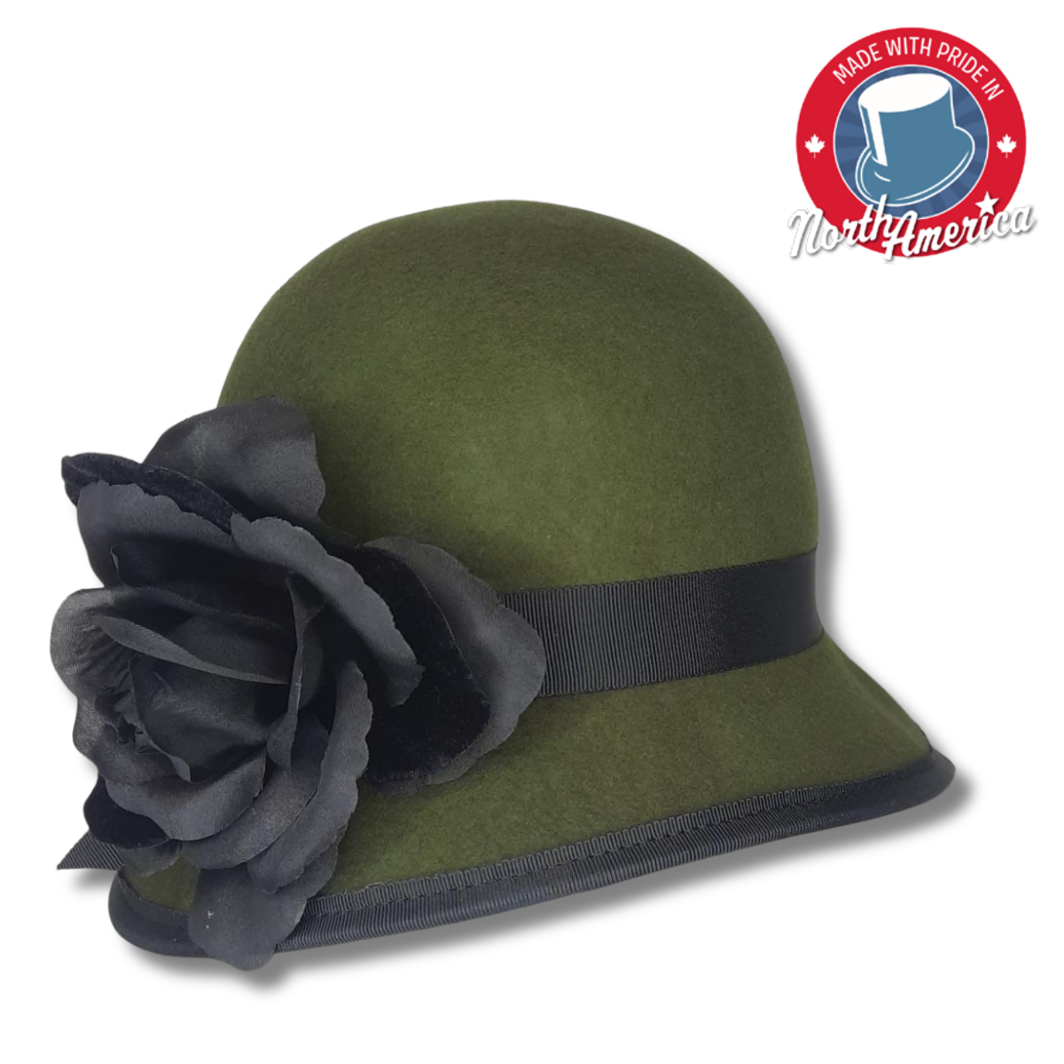 Cloche with Grosgrain Trim and Flower