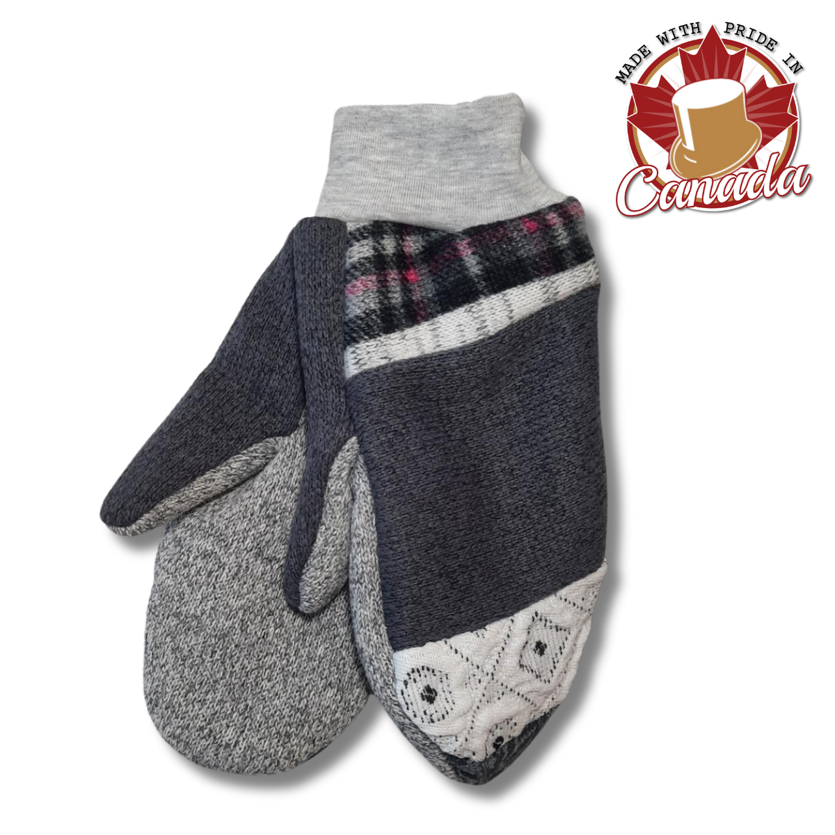 Patchwork Recycled Material Mittens