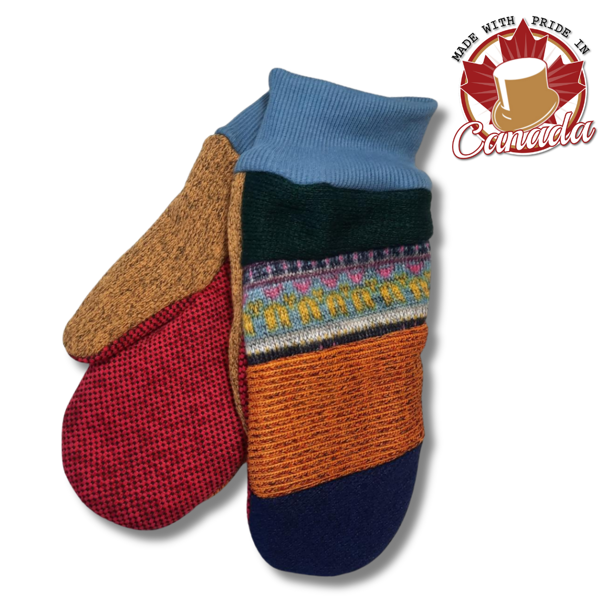 Patchwork Recycled Material Mittens
