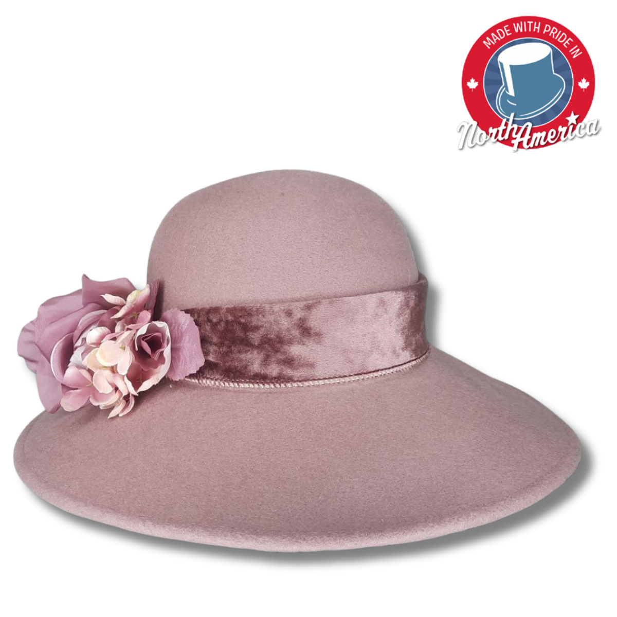 Large Brim with Velvet Band and Flower